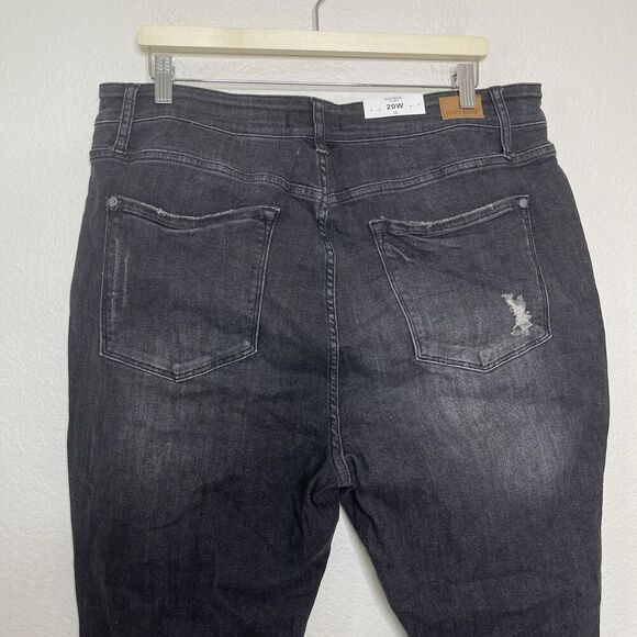 Judy Blue Skinny Jeans 20 Black Knee Distress Button Fly Stretch High Rise Denim - Picture 8 of 11